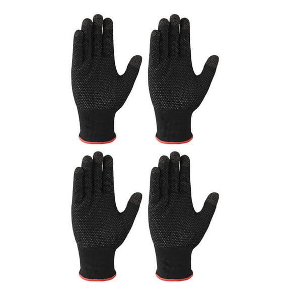 EXHUMKY Men's Black Nylon Touchscreen Gloves for Cold Weather , 2 Pairs, Warm and Hand Gloves