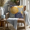 thumbnail image 4 of Mustard Yellow Navy Blue Grey Pillow Covers 18x18 Inch Set of 2 Dahlia Floral Decorative Throw Pillows For Couch Geometry Flowers Modern Pillow Cases Home Decor For Sofa Couch Porch Patio Outdoor, 4 of 6