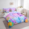 thumbnail image 3 of jejeloiu Cute Mermaid 7 Pieces Bedding Comforter Set,Watercolor Letter C Full Bedding Set For Kids Girls Reversible, 3 of 8