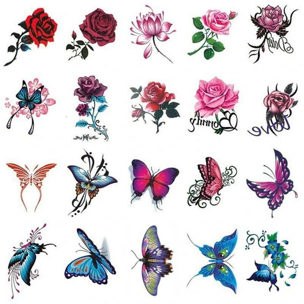 Salud y belleza, Herramientas de belleza, Tatuajes temporales, Pegatinas para tatuajes, Pegatinas de rosas con impresión a color, pegatinas para tatuajes