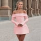 thumbnail image 5 of Vestido Mini para Mujer, con Hombros Descubiertos, Larga, Corte A, Vestido Formal Corto, para Fiesta y Club Rosa M, 5 of 8