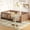 Natural with Bookcase, variant on Twin Size Platform Bed with Built-in Bookshelf, Wooden Twin Floor Bed with Guardrail, Low-Profile Bed Twin, Beige