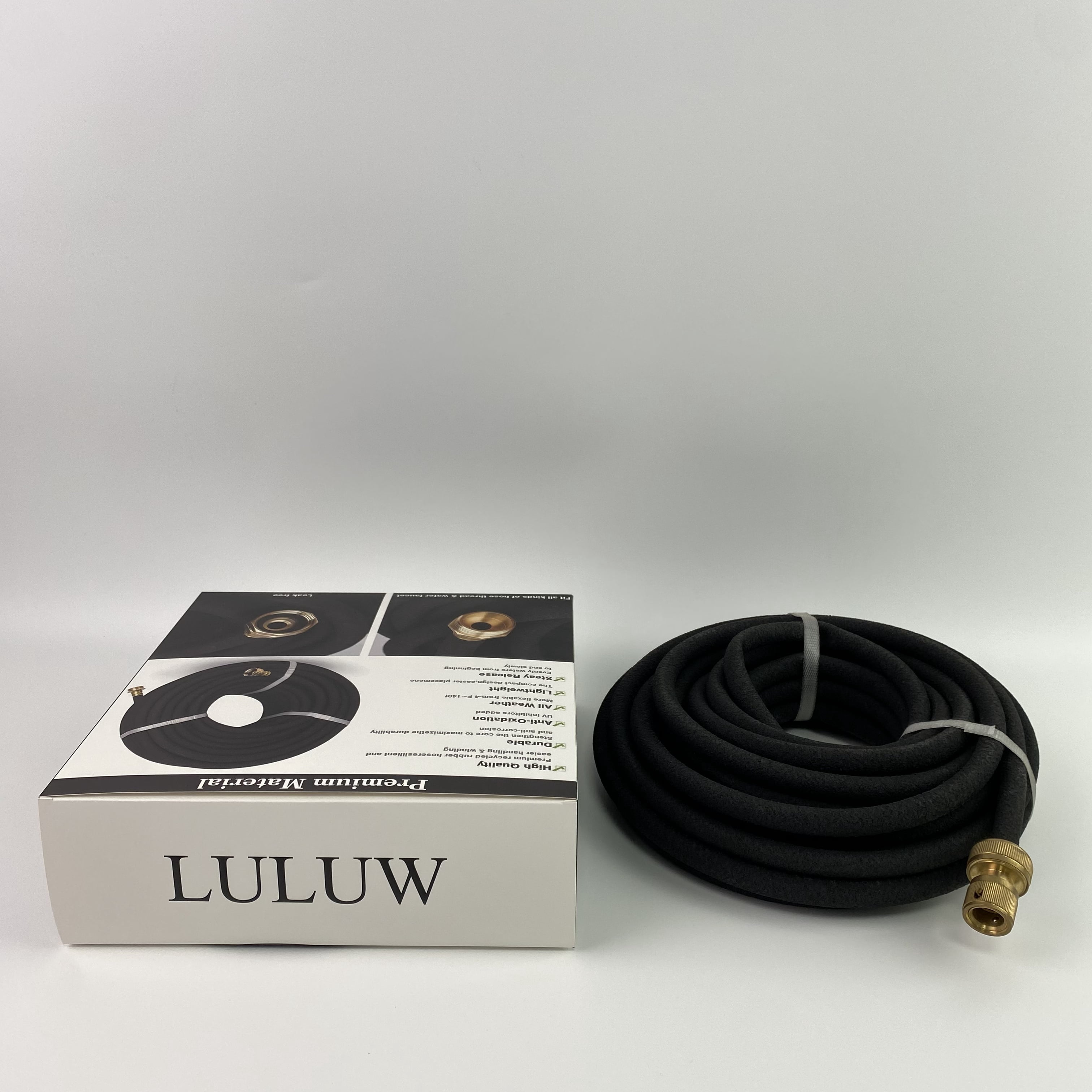 LULUW Watering hose,Garden Hose 50ft, Non-Expanding, Lightweight, Leak-Proof Metal interface, No-Knots, Portable, Wear-Resistant, Sturdy, Flexible, 3/4GHT, Water Hose for Yard, Garden
