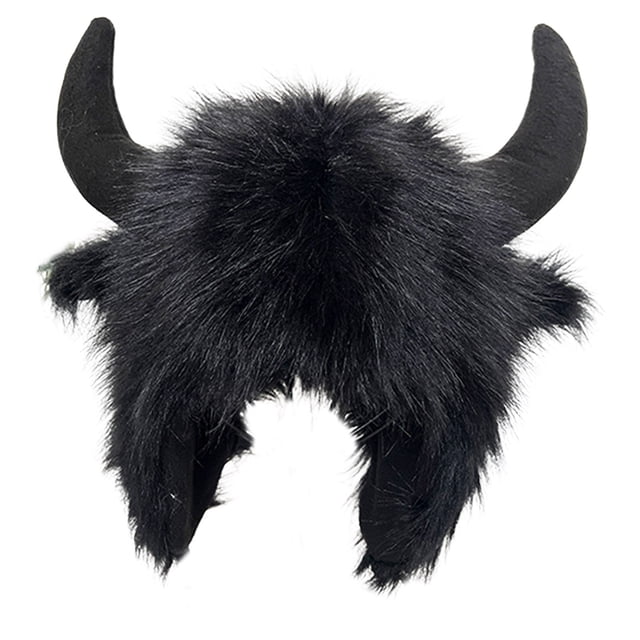 CSChome Thermal Hat Winter Funny Hat - Fake Cow Horn Decor Thick Warm Faux Fur Ear Protection