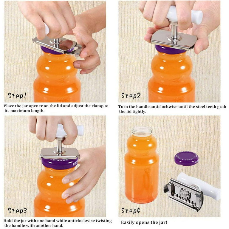 Jar Opener Multifunction Adjustable for 1-4 inches Bottle Can,Stainless  Steel Lids Off Jar Opener 