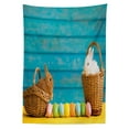 thumbnail image 3 of Ambesonne Easter Bunny Tablecloth Rectangular Table Cover, Rabbits in Baskets, 52"x70", Multicolor, 3 of 4