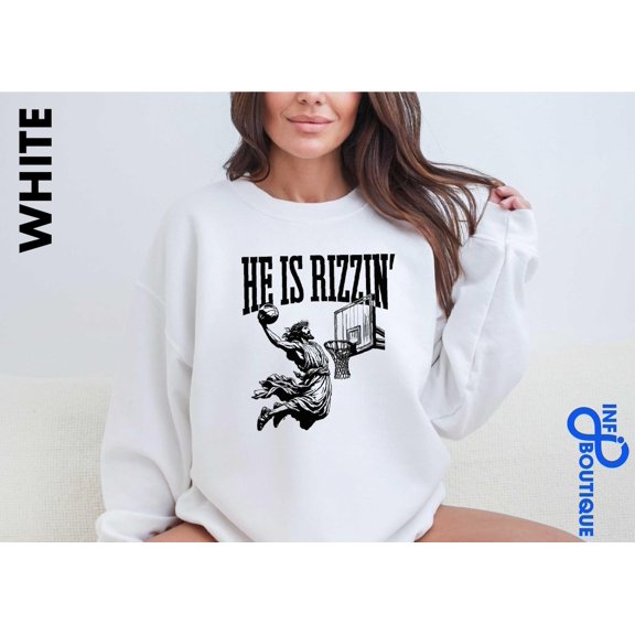 Velto He Is Rizzin' Sweatshirt, Jesus Shirt, Basketball Player Jesus Sweater, Basketball Lover , Christian Player , Basketball Player All Size S-5XL