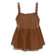 thumbnail image 6 of Huowey Women'S Lace Trim Tank Top Sleeveless Vest Scoop Neck Button Down Solid Color Cotton Linen Shirts Embroidery Camisole Loose Fit Summer Breathable Cozy Dailywear Basic Workout Clothes,Brown,S, 6 of 9