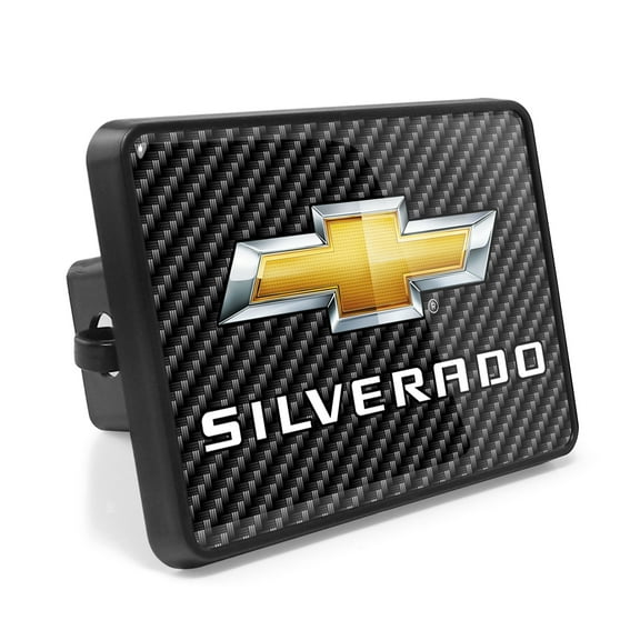 Chevrolet Silverado UV Graphic Carbon Fiber Look Metal Face-Plate on ABS Plastic 2 Tow Hitch Cover