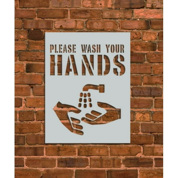 Wash Your Hands Sign Stencil