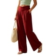 thumbnail image 5 of ClodeEU Women's High Waist Pleated Linen Wide Leg Pants,Casual Loose Trousers with Pockets ,Women's Plus L, 5 of 8