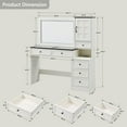 thumbnail image 3 of wow97e Farmhouse Vanity Desk with Touch Screen LED Mirror, Makeup Vanity Desk with Charging Station, 6 Drawers, Glass Top, Rustic Wood Dressing Table for Bedroom, 3 of 7