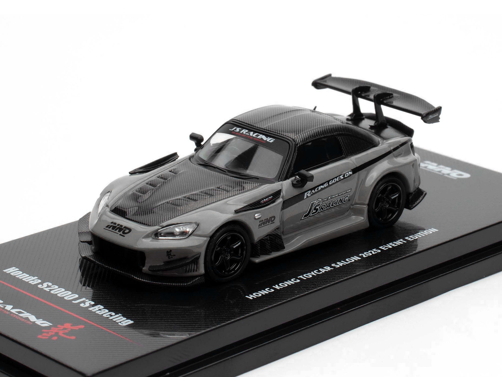 Honda S2000 RHD "J's Racing" Gray w/Carbon Hood & Top "Hong Kong Toycar Salon 2025" 1/64 Diecast Model Car by Inno Models