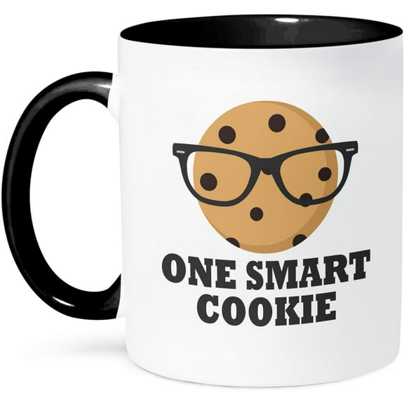 Cute mug - One Smart Cookie - 11oz, Black/White,Ceramic mugs, mugs with handle, can heat up