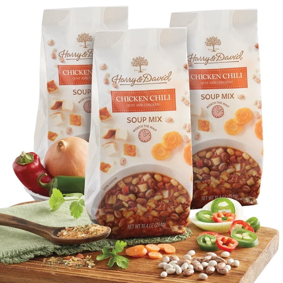 Harry & David Chicken Chili Soup Mix 3-Pack – Gourmet Chili Mix With Beans & Spices, Easy Meal Prep, 10.4 Oz Each