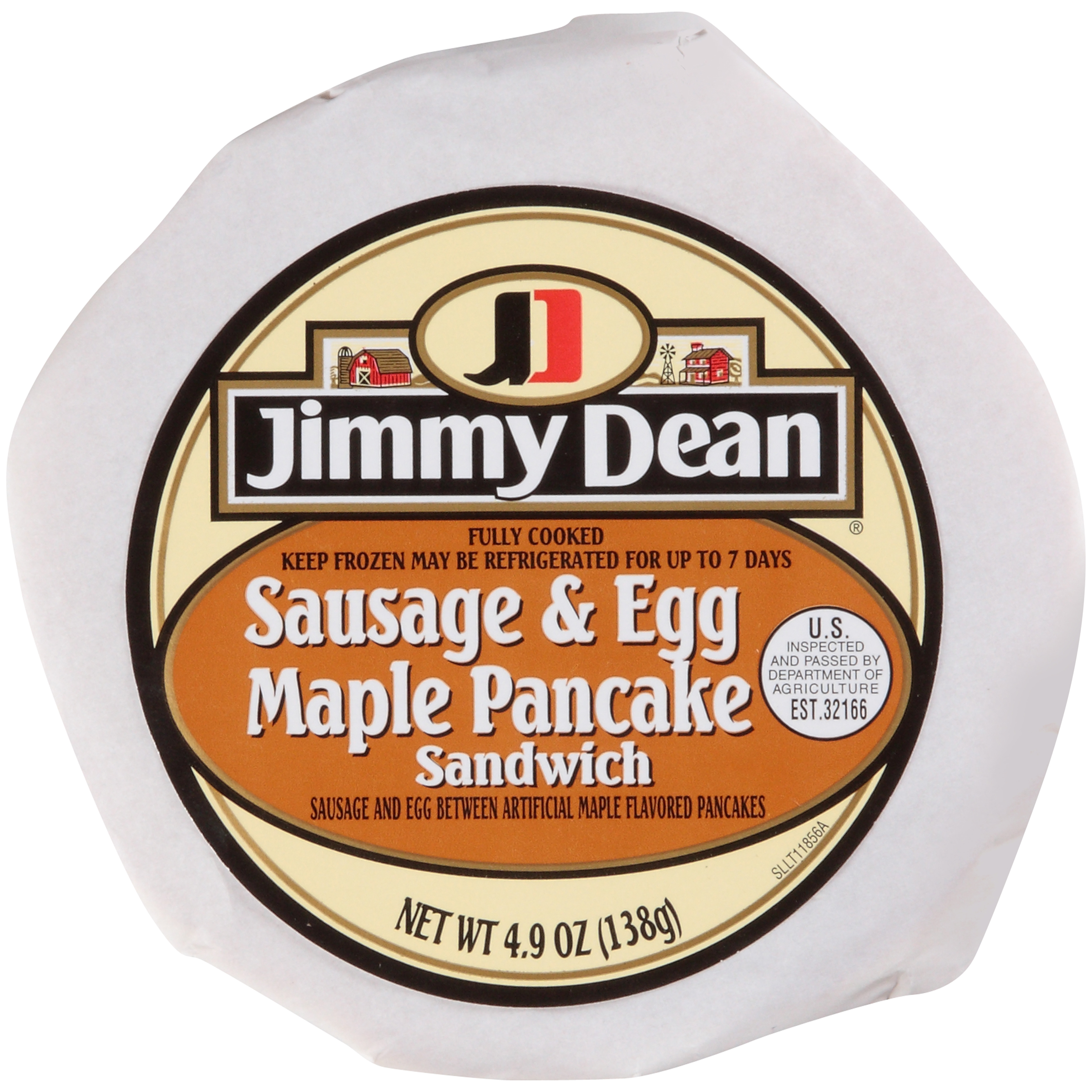 Pack of 12, Jimmy Dean, Sausage And Egg On A Maple Pancake Sandwich, 4.9 oz