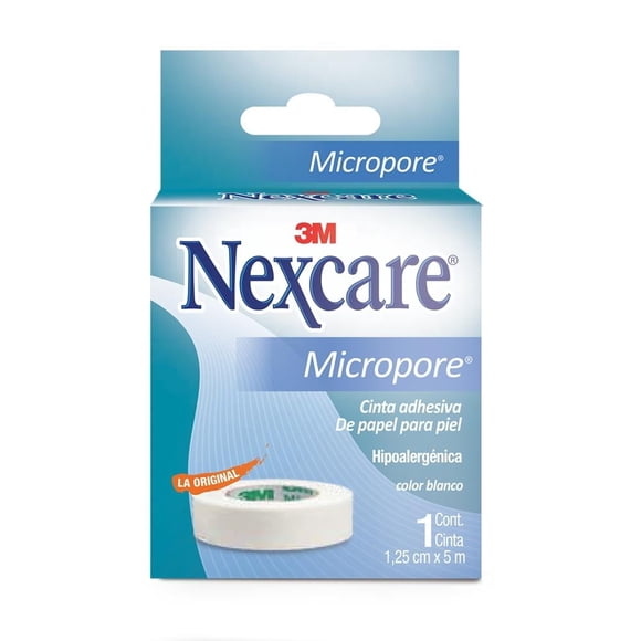 Cinta adhesiva Nexcare Micropore de papel color blanco 1.2 cm x 5 m