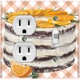 thumbnail image 1 of Metal Light Switch Wall Plate Outlet Cover (Layered Vanilla Frosting Chocolate Orange Lemon Cake - Single Duplex Single Toggle), 1 of 2