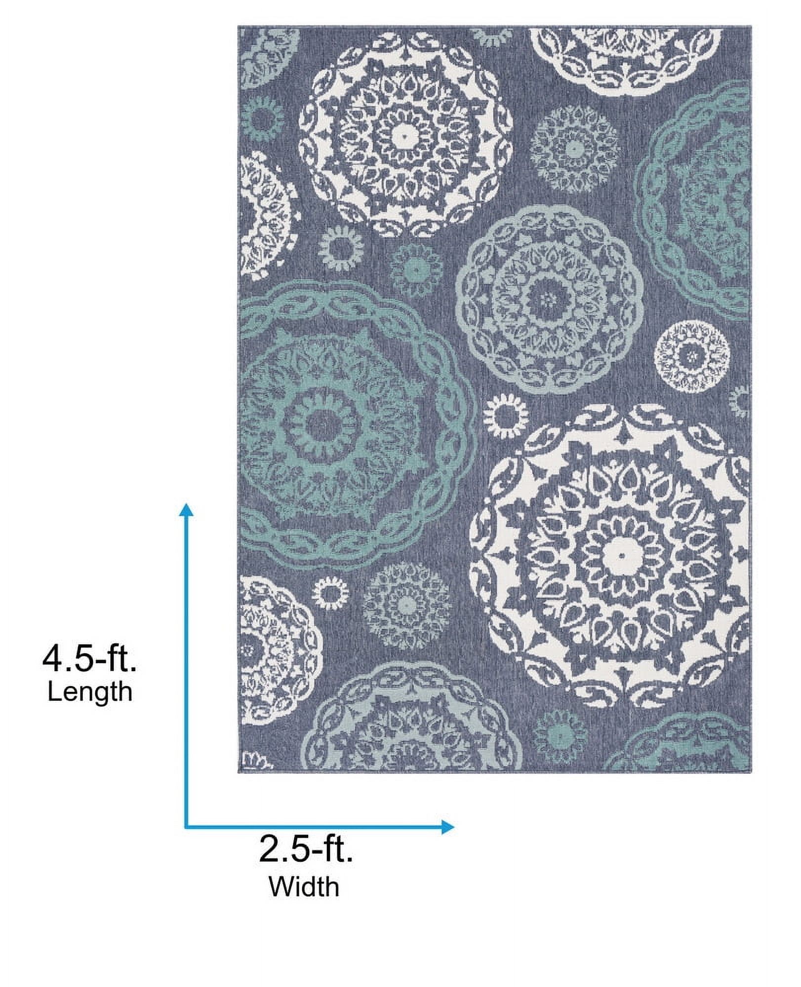 Livabliss Outdoor Rugs, 2x4 Alfresco Cottage Blue Area Rug for Patio, Porch, Deck, Backyard, Waterproof Indoor Outdoor Carpet (2'5" x 4'5")