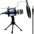 thumbnail image 3 of Condenser Recording Microphone 3.5mm Plug and Play for Mac PC Android Gaming (Blue), 3 of 7