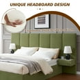 thumbnail image 3 of Queen Size Upholstered Platform Bed Frame with Lift up Storage, Velvet Headboard & Built-in Nightstands, No Box Spring Needed, Green, 3 of 11