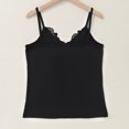 thumbnail image 4 of Wensltd Women Summer Breathable Lace Patchwork V Neck Cami Tank Top Soft Sleeveless Basic Layering Inner Wear Casual Daily Comfort Top Black, 4 of 9