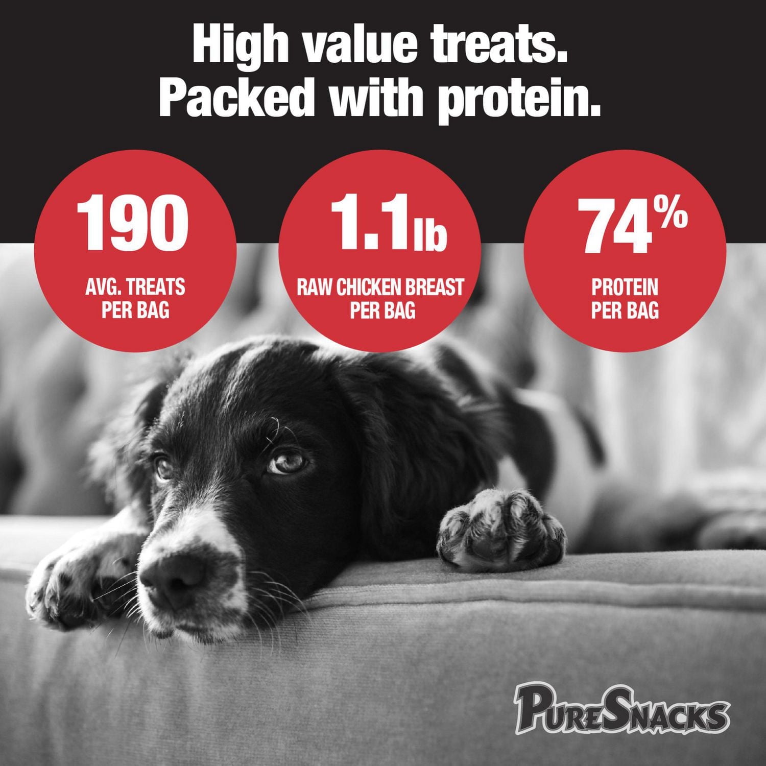 PureSnacks Freeze Dried Chicken Breast Dog Treats, Single Ingredient Dog Treats