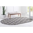 thumbnail image 2 of Unique Loom Trellis Frieze Collection Lattice Moroccan Geometric Modern Oval Rug, 4 x 6 Feet, Dark Gray/Ivory, 2 of 5