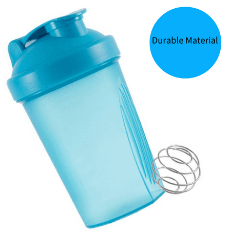 

Shaker Bottle Perfect for Protein Shakes and Pre Workout with Whisk Ball 400ML/12OZ Cup Blue