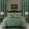 thumbnail image 2 of Chezmoi Collection Adelle 7-Piece Teal Paisley Jacquard Comforter Set, California King, 2 of 6