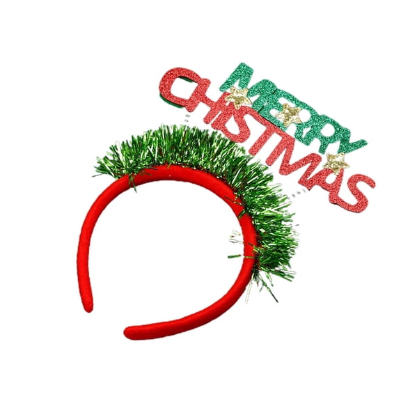 Merry Christmas Headbands Festive Holiday Hair Accessories with Sparkling Green Glitter Designs for Party Headwear