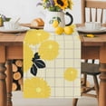 thumbnail image 3 of Summer Chrysanthemum on Plaid Table Runner 13x60in Non-Slip Cotton Linen Table Runners, Country Black Leaves Dresser Scarves TableRunner for Dinner Kitchen Dining Wedding Party, 3 of 9