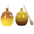 thumbnail image 1 of 2 Pack Ceramic Honey Pot with Dipper and Lid for Kitchen, Decoration, Coffee/Tea Bar, 1 of 8