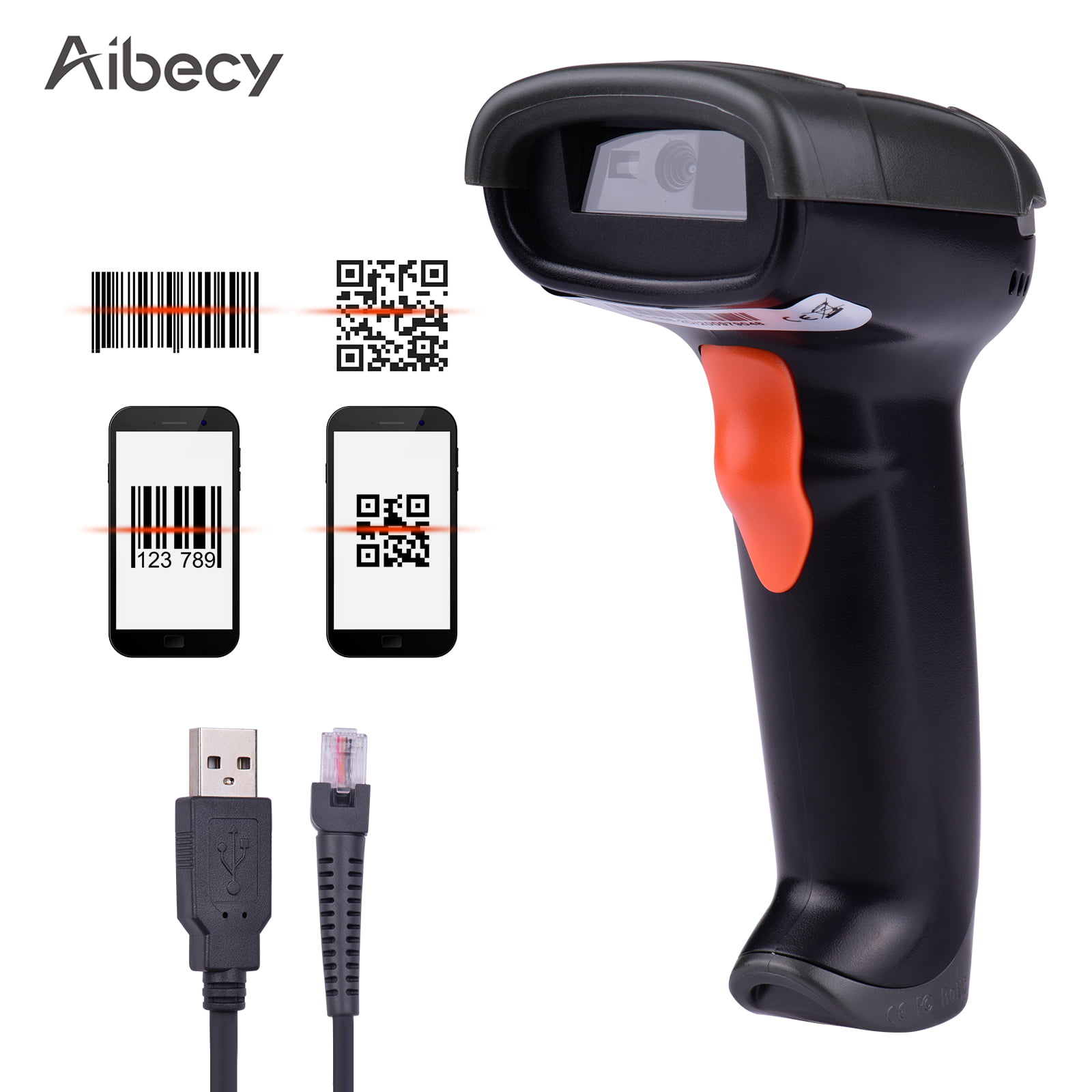 Ktoyols 2D Barcode Scanner Handheld USB Wired Bar Code Reader Manual Trigger//Auto Continuous Scanning Support Paper Code Compatible with Windows Android M-a-c for Supermarket Retail Store Library