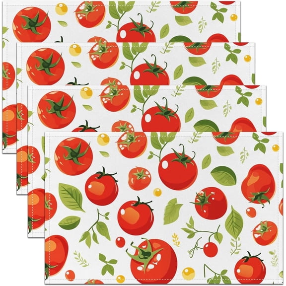 Tomato Table Mats Placemat 12"x18" Vegetables Placemats Set of 4 Cartoon Food Placemats for Dining Table Indoor Outdoor Kitchen Red White Decor Table Place Mats