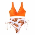 thumbnail image 2 of Trajes de baño para mujer, Trajes de baño para mujer, Traje de baño de dos piezas con estampado de hojas y abertura, Traje de baño para mujer, 2 of 4