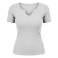 thumbnail image 4 of Fgnfyis T Shirts for Women Classic Casual Solid Color Short Sleeve T Shirt Soft Comfortable Relaxed Fit Breathable Womens Tops Light Gray XS, 4 of 4