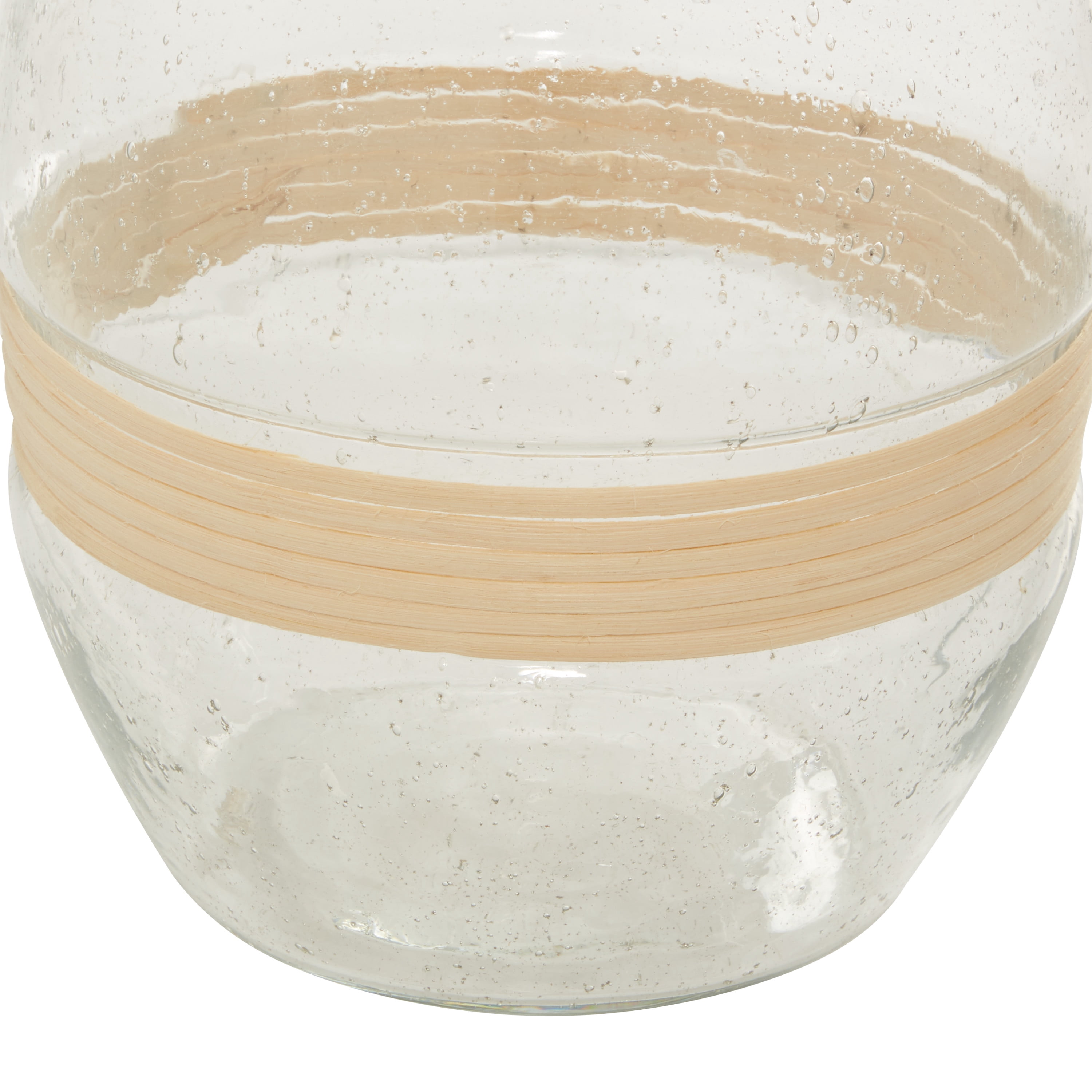 DecMode 20" Glass Vase with Rattan Detail