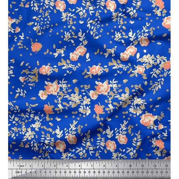 Soimoi Cotton Jersey Fabric Leaves & Floral Artistic Printed Craft Fabric by The Yard 58 Inch Wide