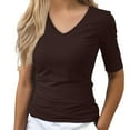 thumbnail image 2 of WCJM Women's Short-Sleeve Scoop Neck T-Shirt Dress Women's Short Sleeve T-Shirt Women's Short Sleeve Boat Neck Shirts Ruched Side Slim Fit Basic Casual T Shirts Summer Casual Tee Tops, 2 of 7