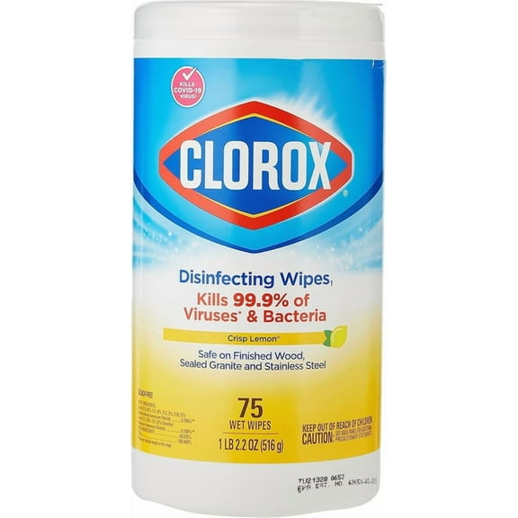 Clorox Disinfecting Wipes Crisp Lemon - Bleach Free Antibacterial - 75 Count