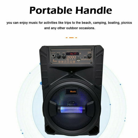 PVUEL 8" Wireless Bluetooth Speaker Party Mic with Remote Control,Black