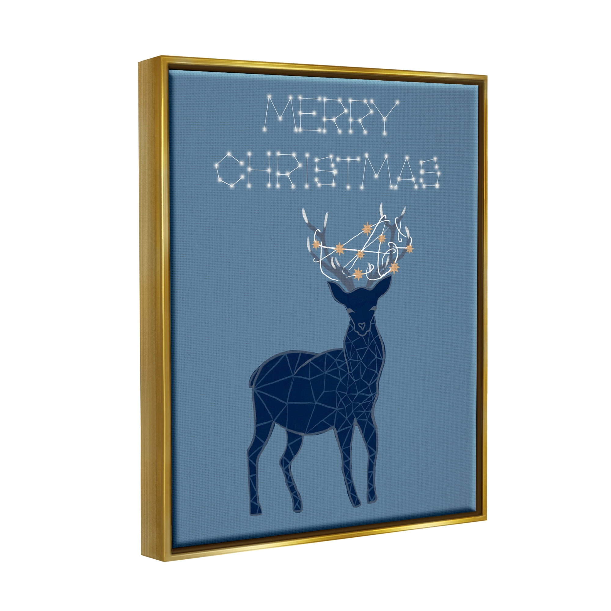 Stupell Industries Christmas Constellations Deer Holiday Painting Gold Floater Framed Art Print Wall Art, 25 x 31
