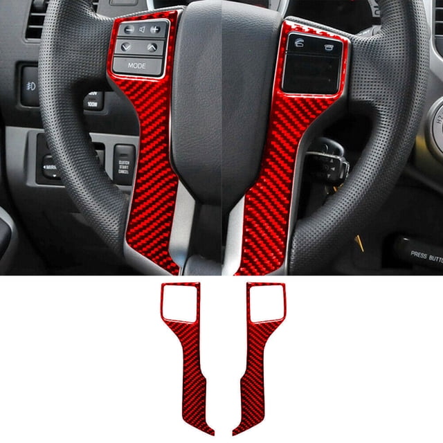 Real Bright Soft Car Interior Carbon Fiber Sticker DecorationRed Carbon Fiber Interior Steering Wheel Cover For Toyota Tacoma Type BAuto Car Protection Interior Accessories