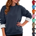 thumbnail image 5 of Women's Casual Fashion Round Neck Pullover Top Winter Solid Color Plush Sweatshirt Warm Fleece Lined Thickened Top for Cold Weather Cozy Wear,Dark Gray,3XL, 5 of 8