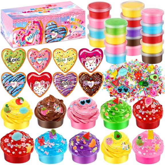 Miguan 24 Pack Valentines Day Gifts SlimeHearts for Party GiftsExchange, Valentines Cards forValentine Party Favor, Gift Exchange,Valentine's Greeting Cards for Boys &Girls