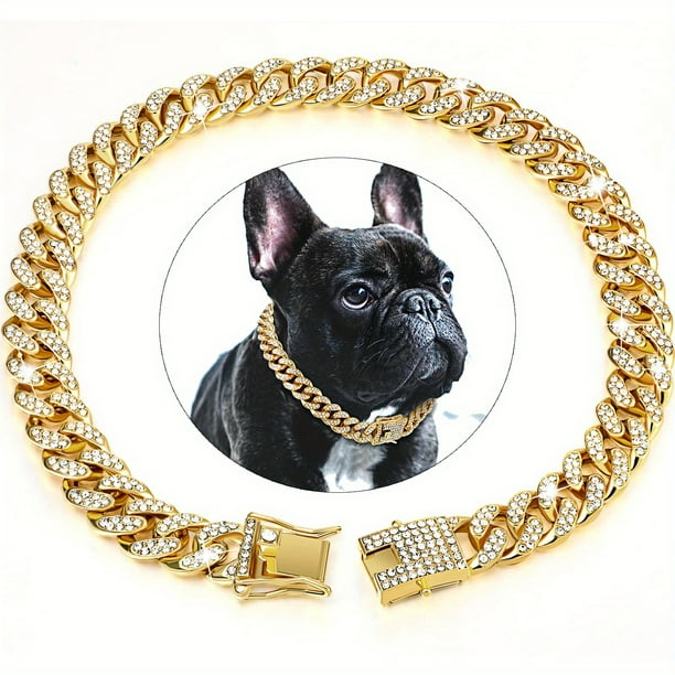 Sparkling Cuban-Style Dog Collar with Secure Buckle - Perfect for Your Furry Friend!