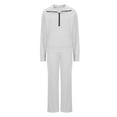 thumbnail image 5 of Wiyuqeen Outfits for Women 2 Piece Sets Zip Mock Neck Sweatshirts with Thumb Holes Baggy Wide Leg Jogger Pants Solid Sweatsuits Pocket, 5 of 7