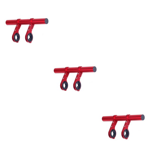 Shengyu Rallonge de Guidon de Bicyclette avec Doubles Pinces Barre de Poignée Amovible Support de Téléphone Support d'Extension de Lampe de Poche Support Rack Rouge Alliage d'Aluminium 3Ensemble