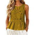 thumbnail image 3 of Pounoo Women's Plaid Tops Sleeveless Round Neck Bow Detail Blouses Casual Summer Wear Lightweight Breathable Relaxed Fit Shirts, 3 of 9